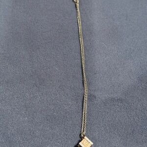 Tiffany & Co Atlas Two Tone Roman Numeral Cube Necklace 16” Sterling Silver Gold